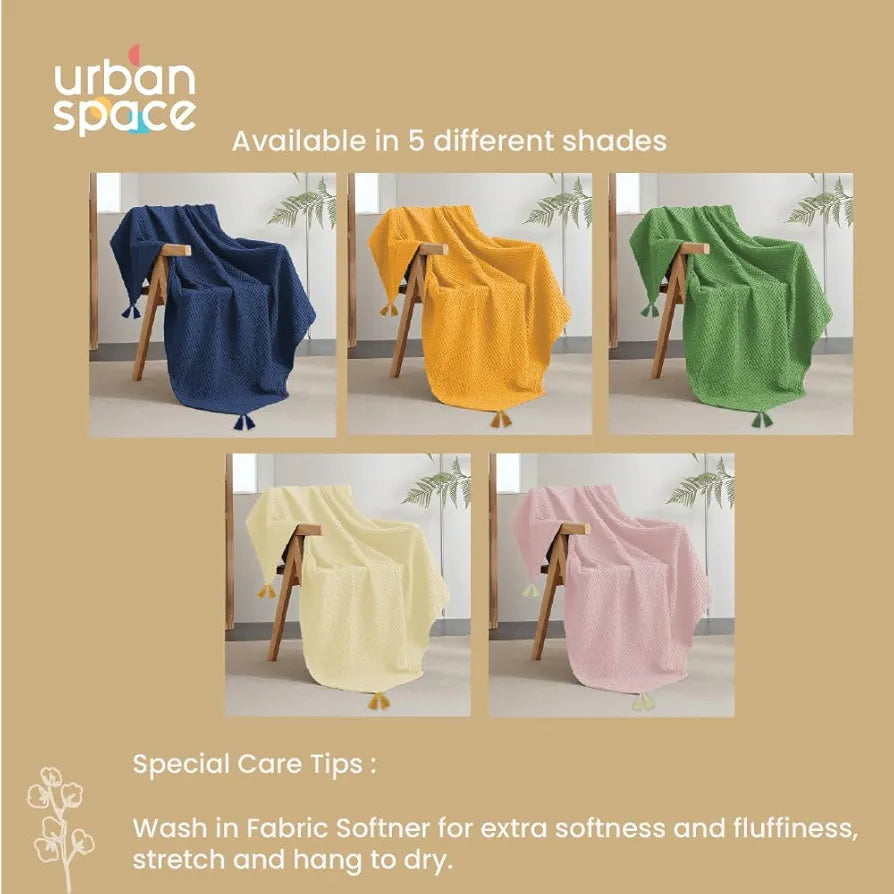 Urban Space Cotton Waffle Throw Blanket, Soft Decorative Throw for Living Room, Sofa, Chair and Couch, Handmade,Reversible and Breathable Throw Waffle Blush Pink