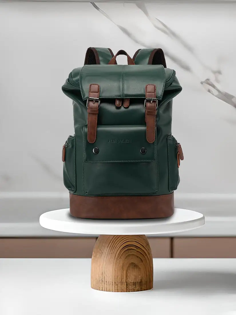 FUR JADEN Vegan Leather Anti Theft Casual Laptop Backpack with 15.6 Inch Laptop Pocket