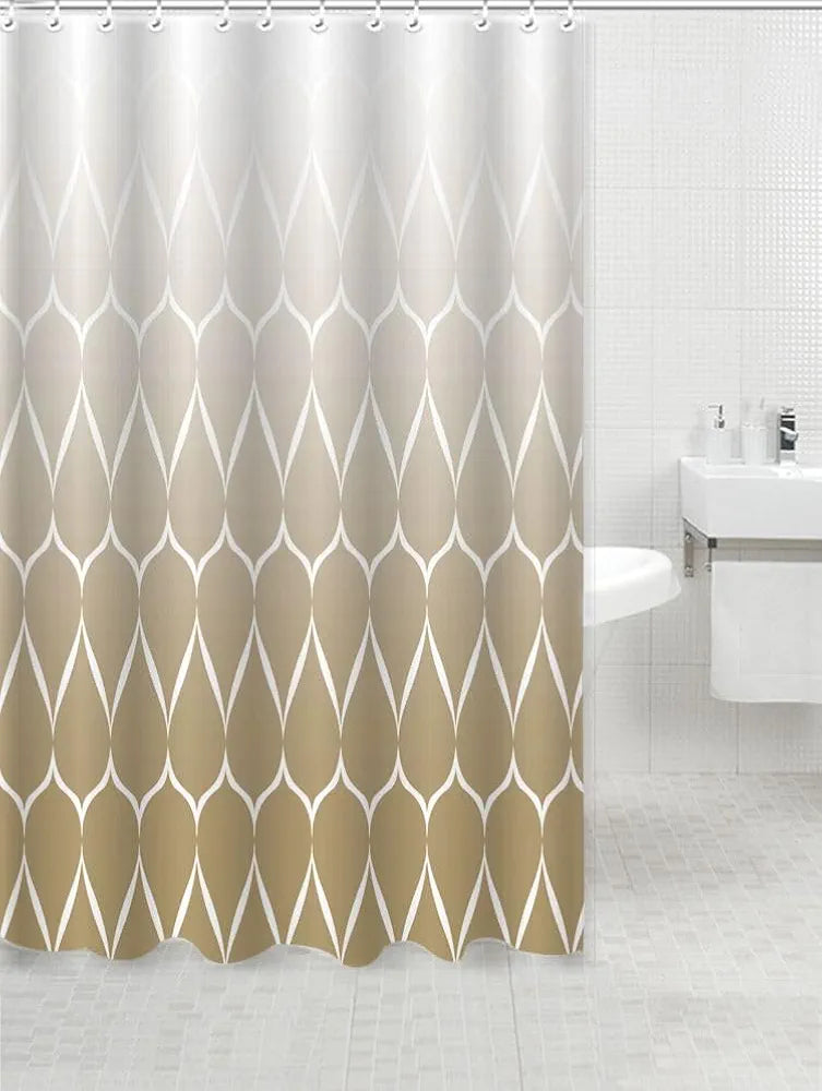 Homethreads Printed Blackout Embrace Luxury with Our 6-Feet Long Premium Polyester Shower Curtain with 12 Hooks for a Lavish Bathroom Machine Washable Gold