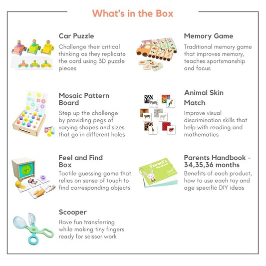 Curious Cub Montessori Learning Wooden Toys | Box 14 | Develop Problem/puzzle Solving |hand-eye Coordination & Brain Development