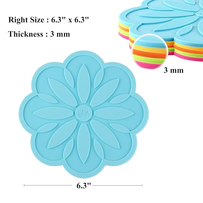 P-Plus International Set Silicone Pot Holders Non Slip Flexible Durable Heat Resistant Blue 16.5cm (Pack of 4)