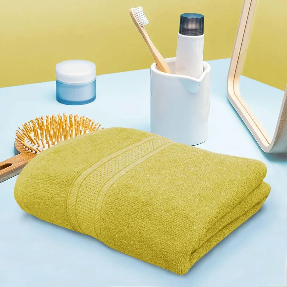 Luxe Home Cotton Bath Towel 450 GSM Quick Dry Large Size Bathroom Towels Colour Yellow
