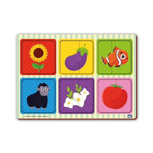 Mini Leaves 2 Piece Puzzle for Kids | Colors Jigsaw Puzzle | Set of 6 Wooden Puzzles for Kids | Educational Toys for Kids