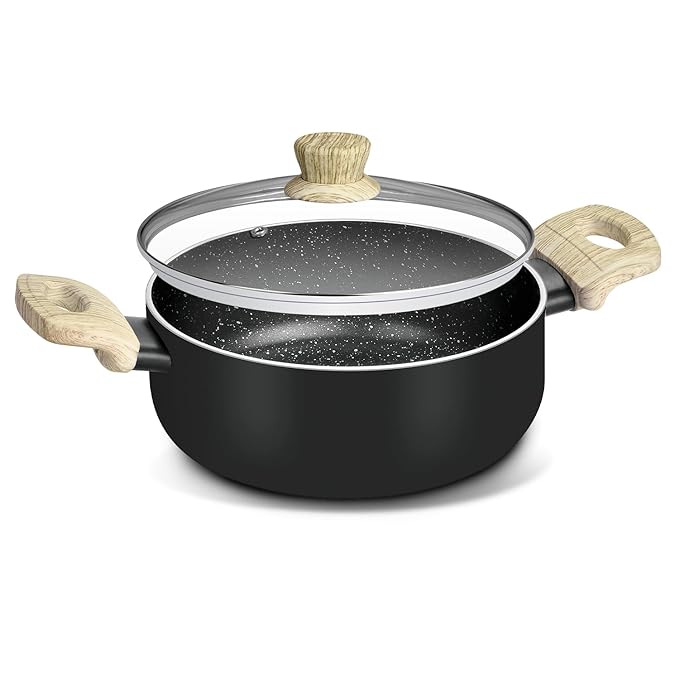 Bergner Bellini Plus Aura 5-layer Non-stick 24 Cm Casserole With Glass Lid | 5 Litres Capacity