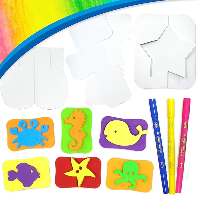 Imagimake Stamp Art Ocean Coloring & Stamping Set for Girls & Boys Multicolor