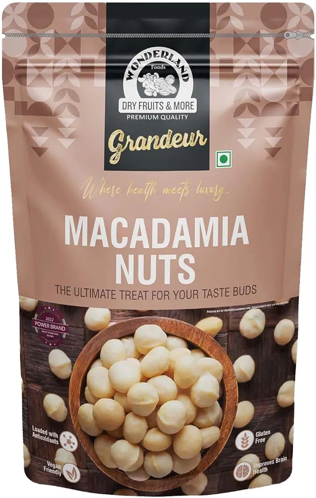 WONDERLAND FOODS Grandeur Premium Macadamia Nuts 200G Pouch|Exotic Nut|All-Natural|Healthy&Tasty Snack|Rich In Antioxidant