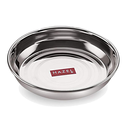 Hazel Stainless Steel Plate Snacks Serving Set of 6 Large Size of 13 cm Set for Kitchen