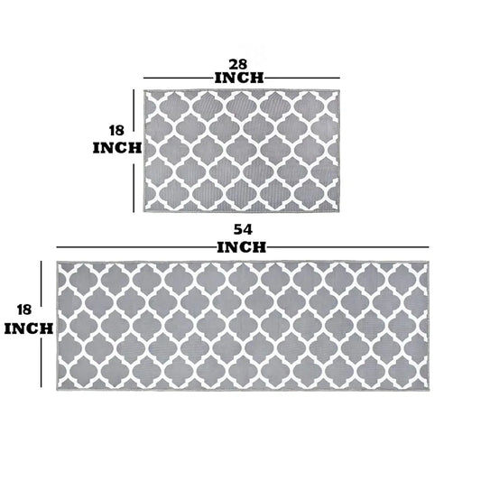 Ishro Home Velvet Premium Kitchen Mats For Floor Kitchen Runner 2 Pcs Set Colour Grey Diamonds