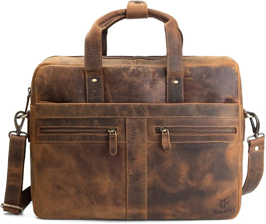 Goatter Genuine Leather Multi Pockets Office Laptop Messenger Bag For Men
