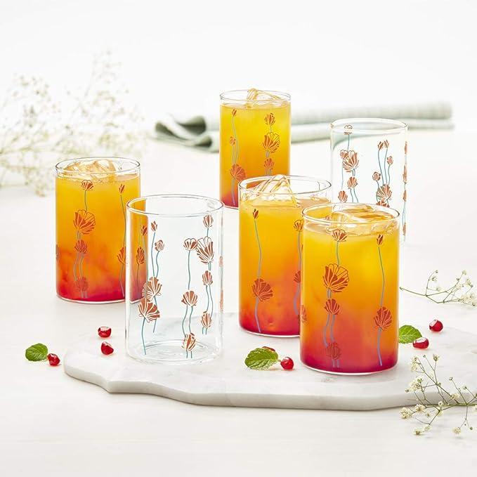Borosil 295 Ml Set of 6 Piece Buds Vision Transparent Drinking Glass