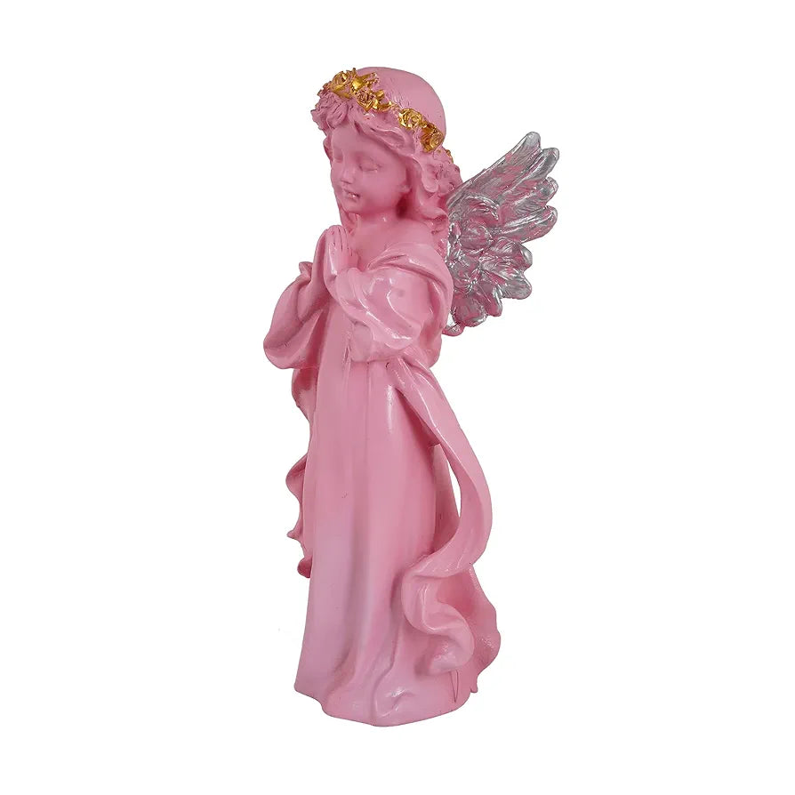 Zart Praying Angel Girl Silver Winged Showpiece for Home Decor Showpiece