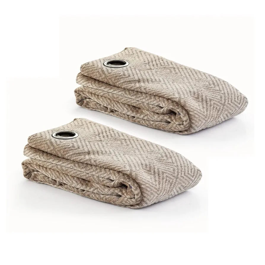 Saral Home Chenille Blackout Long Door Curtains 2Pc Colour Beige