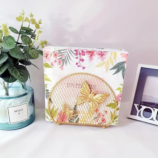 CentraLit Butterfly Pattern Napkin Holder for Dining Table Tissue Paper Stand for Kitchen Home Office Gold Colour