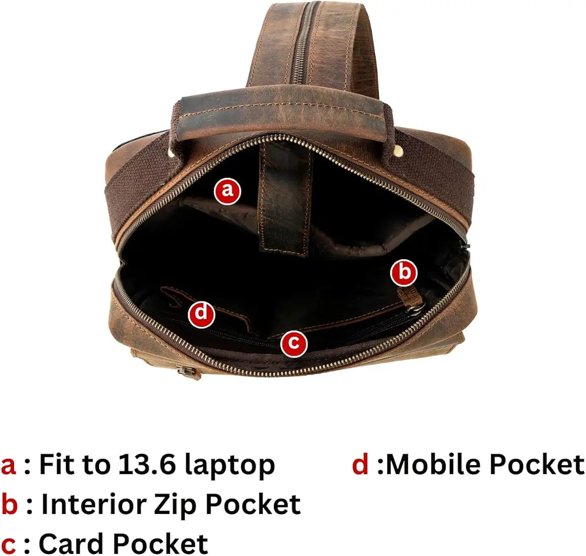 Goatter 22 Ltrs Men's Hunter Leather Backpack For 13.6 Laptop Travel Hiking Camping Rucksack, Brown