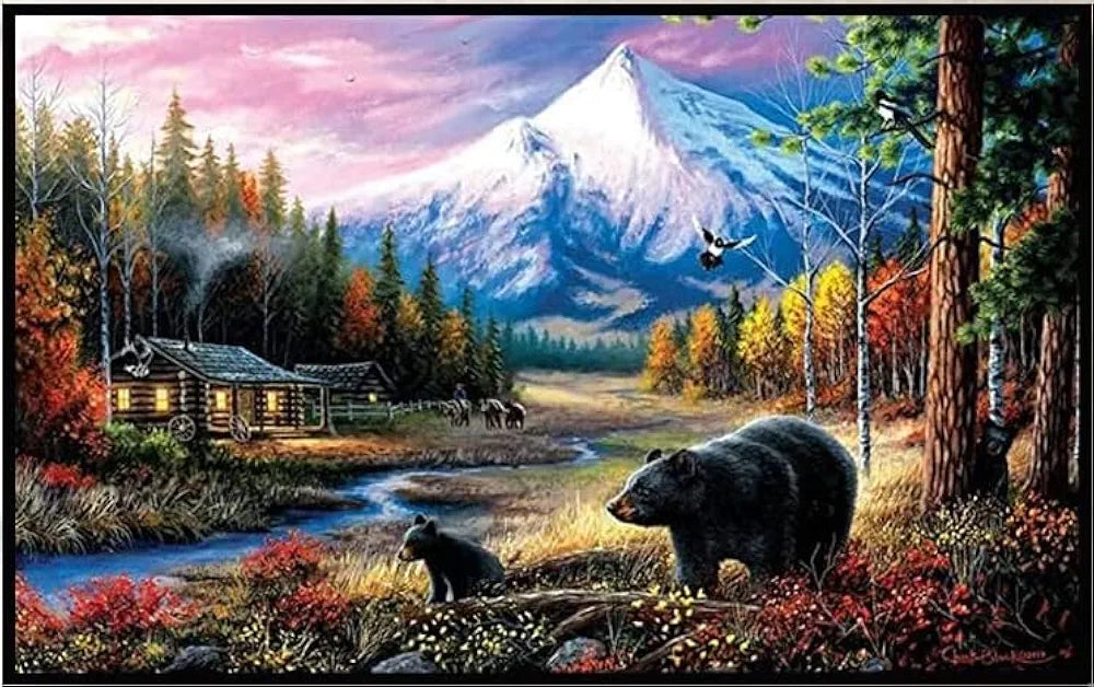 TREXEE 5D Diamond Painting, Large Size Black Bear Diamond Painting for Adults, DIY Full Drill Crystal Rhinestone, Art Diamond Painting for Home Wall Decor