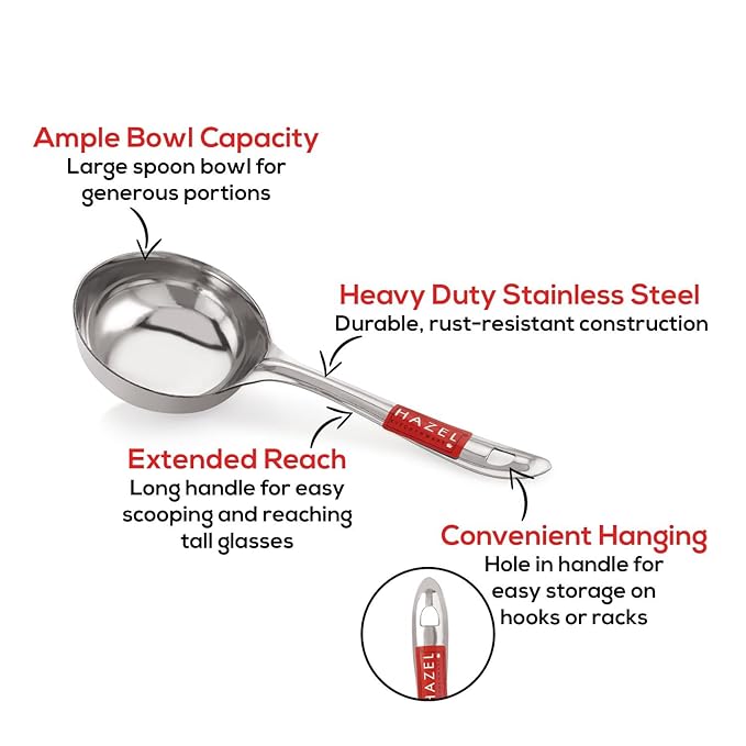 Hazel Stainless Steel Round Dosa Ladle Laddle Spoodle Spoon 8 cm Dia