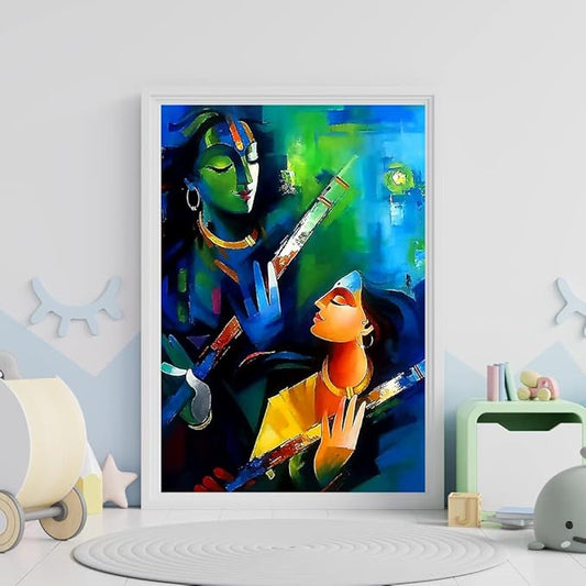 Tulip N Turtle Krishna Radha Abstract Nest Diy Acrylic Paint by Number Kit for Adults Kids Beginner Color 32 Yellow Wall Decoration