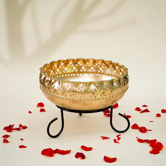 Ekhasa Gold Urli Bowl with Stand Gold