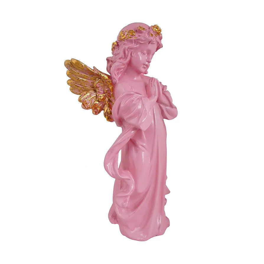 Zart Praying Angel Girl Golden Wings Showpiece for Home Decor Showpiece
