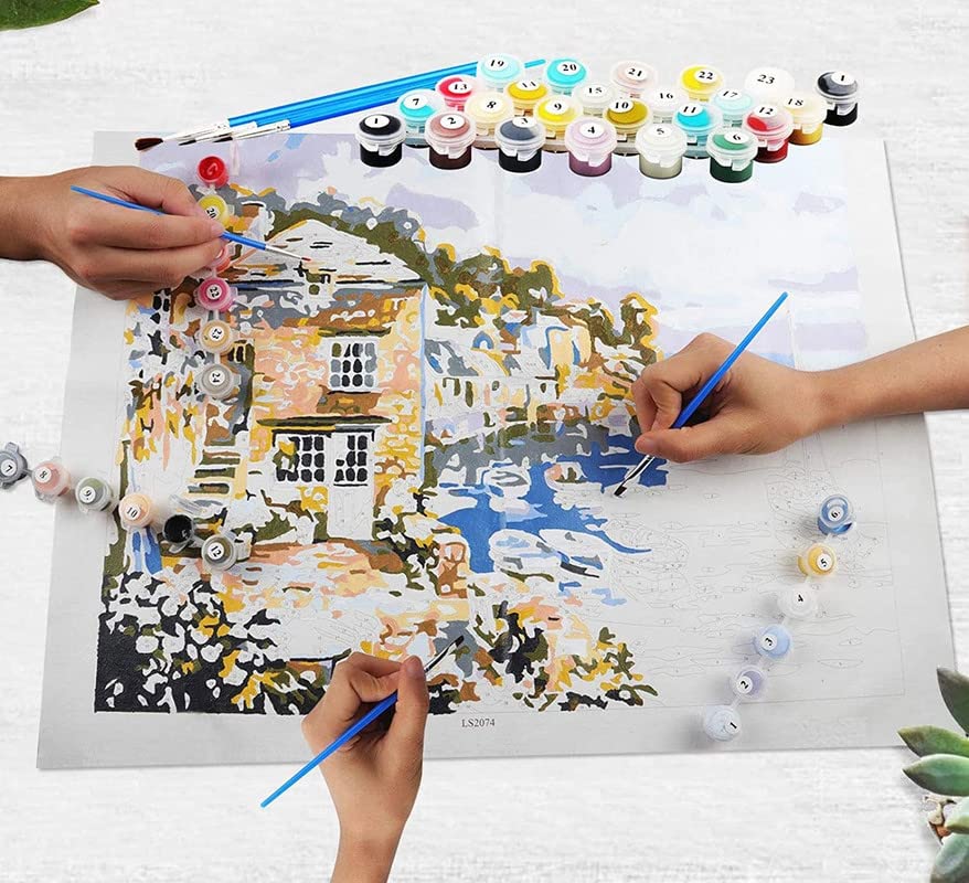 Tulip N Turtle Kr Flute Diy Acrylic Paint by Number Kit for Adults Kids Beginner Number Painting Kit | Wall Decoration