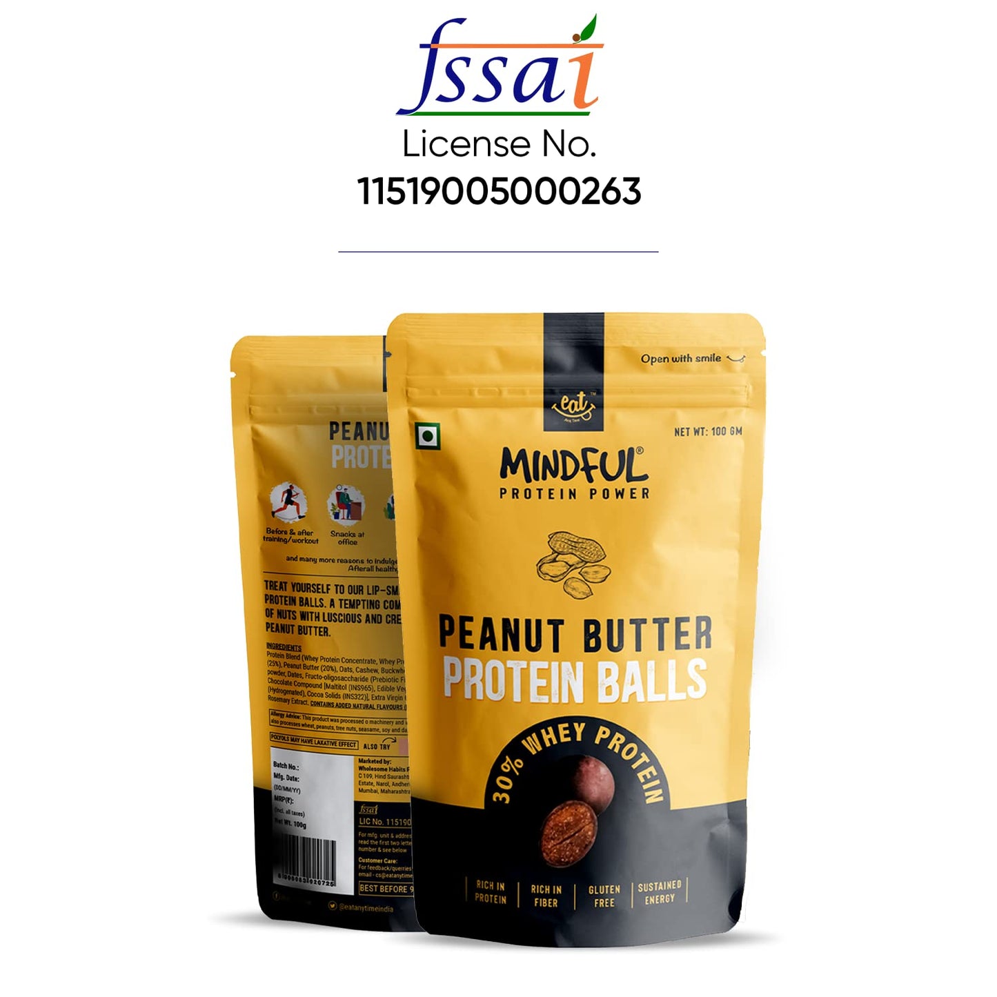 Eat Anytime Mindful Healthy Peanut Butter Protein Balls - 100 gms(Pack of 2)
