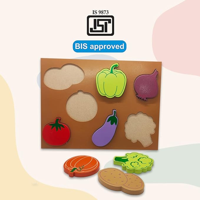 Wembley Wooden Puzzle Board For Nursery And Kg Students Raised Vegetables