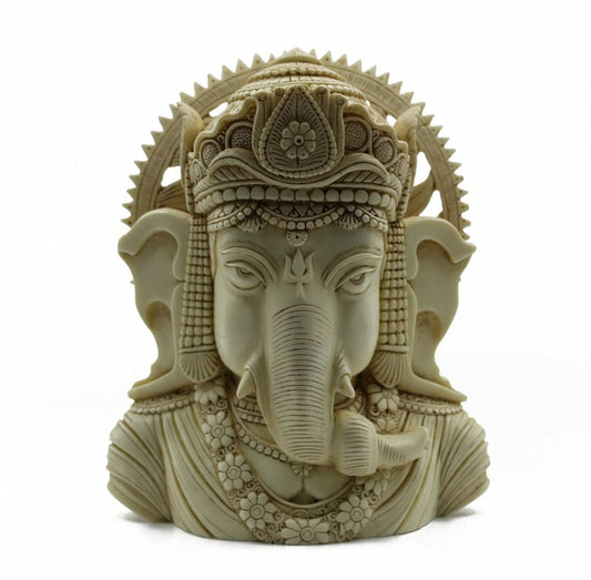 Indicast Resin 8" Inch Lord Ganesha Carving Antique Painting Hindu God Ganesh Ganpati Idol Figurine for Home Office House Warming Statue Murti