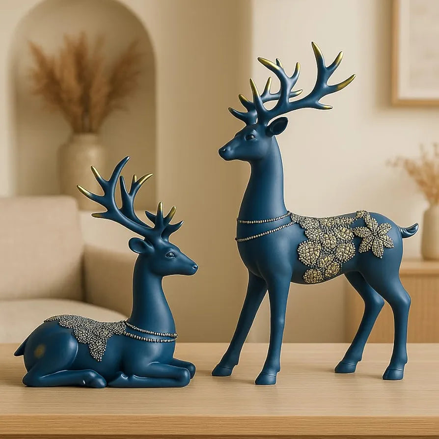 Xtore Creative Resin Golden Reindeer Sculptures