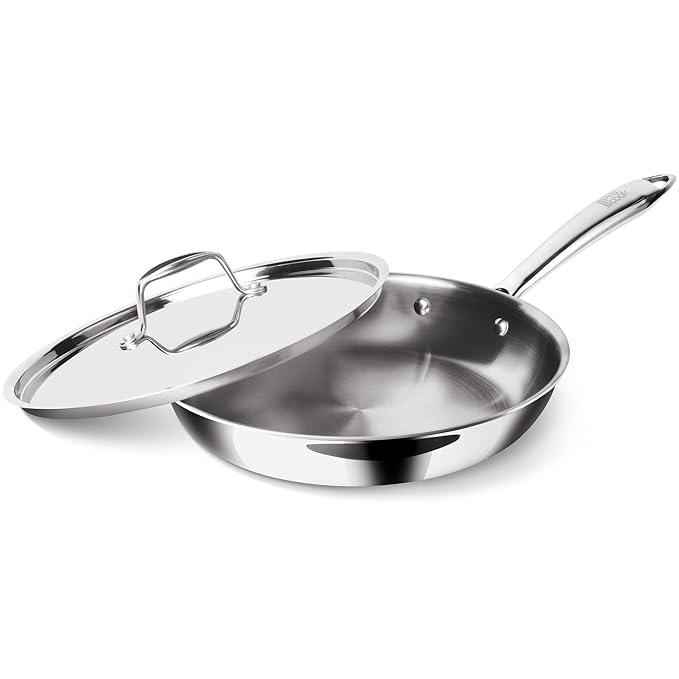 Milton Pro Cook 22 Cm Frying Pan, Triply Stainless Steel With Lid, 1.5 Litre - 1294 gms