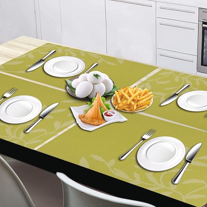 Leeonz PVC Reversible Vinyl Washable Table Mats for Dining Table Set of 8 Placemats Green PLC03-D