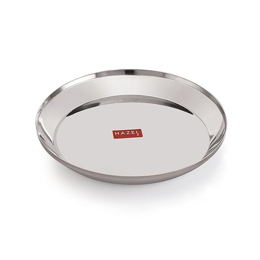 Hazel Stainless Steel Dinner Set for Kids Baby Dinner Set Combo of Steel Plate Glass Bowl & Spoon