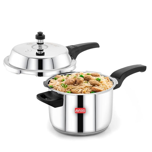 Avias Ceres Stainless Steel Outer Lid Pressure Cooker 3L Cooker Induction Friendly 1.2mm Thickness