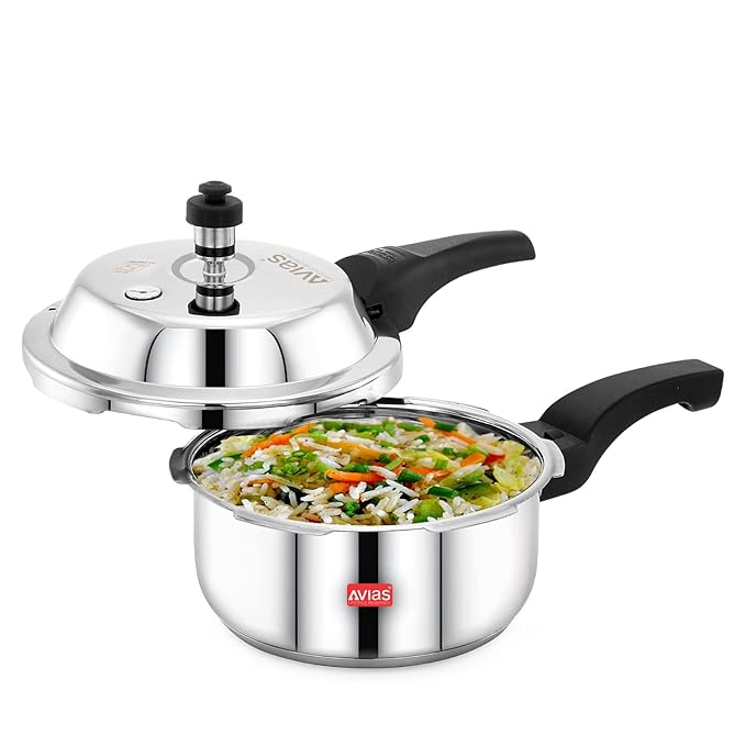 Avias Ceres Stainless Steel Outer Lid Pressure Cooker 2L Cooker Induction Base 1.2mm Thickness