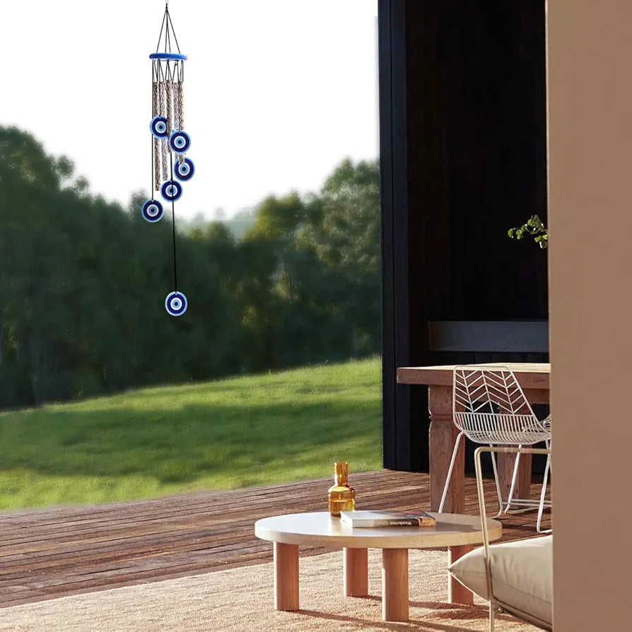 9Dzine Wind Chimes with Evil Eye Protection - 27 Inches