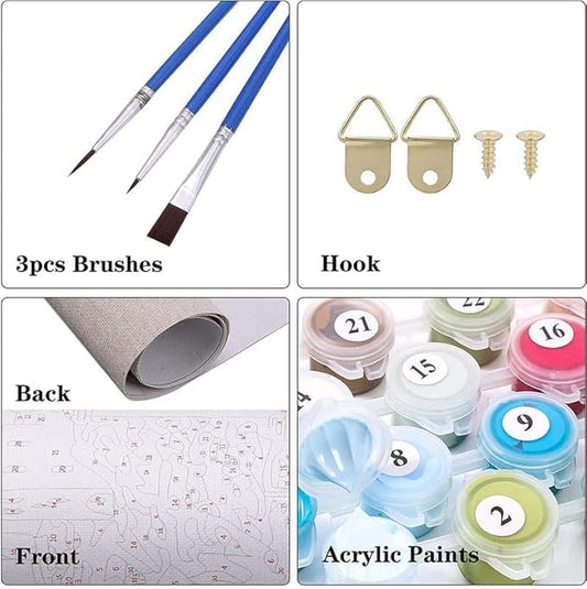 Tulip N Turtle Sherkhan Diy Acrylic Paint by Number Kit for Adults Kids Beginner Number Painting Kit for Adults