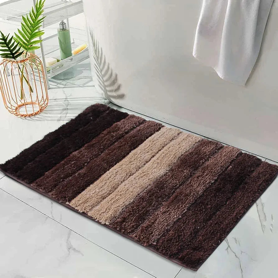 Luxe Home International Microfiber Rectangular Bath mat Soft Anti Slip Skid Luxury Mats 40X60 Cm Colour Walnut (Pack of 2)