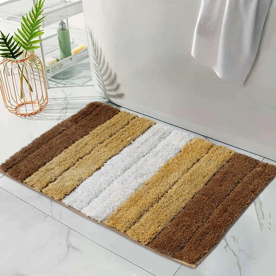 Luxe Home International Microfiber Rectangular Bath mat Soft Anti Slip Skid Luxury Mats 40X60 Cm Colour Tobacco