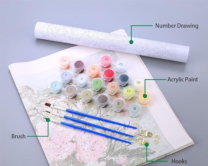 Tulip N Turtle Whiskers Palette Diy Acrylic Paint by Number Kit for Adults Kids Beginner Number Painting Kit for Adults