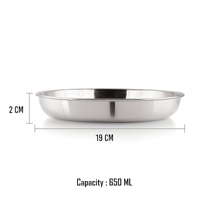 Hazel Premium Steel Serving Plate Set of 4, 19 cm X 2 cm