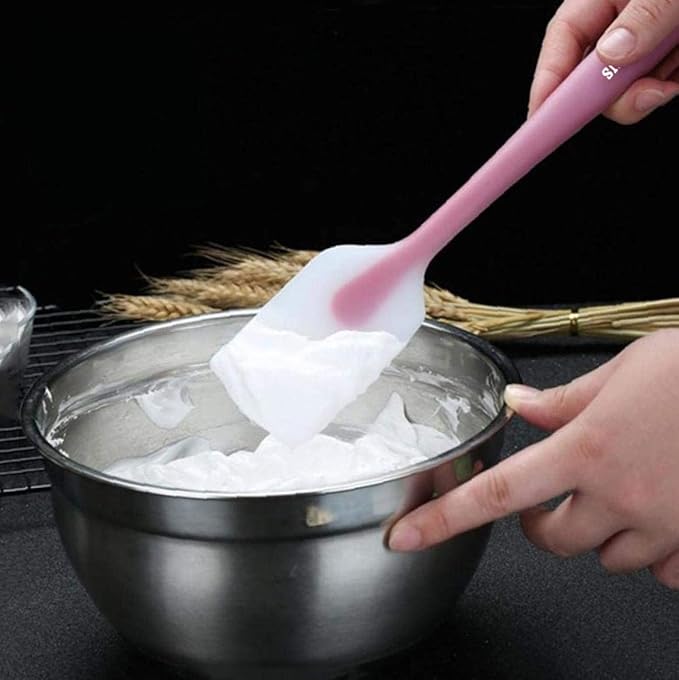 P-Plus International Silicone Spatulas Rubber Spatula Heat Resistant Seamless Light Pink Set of 4