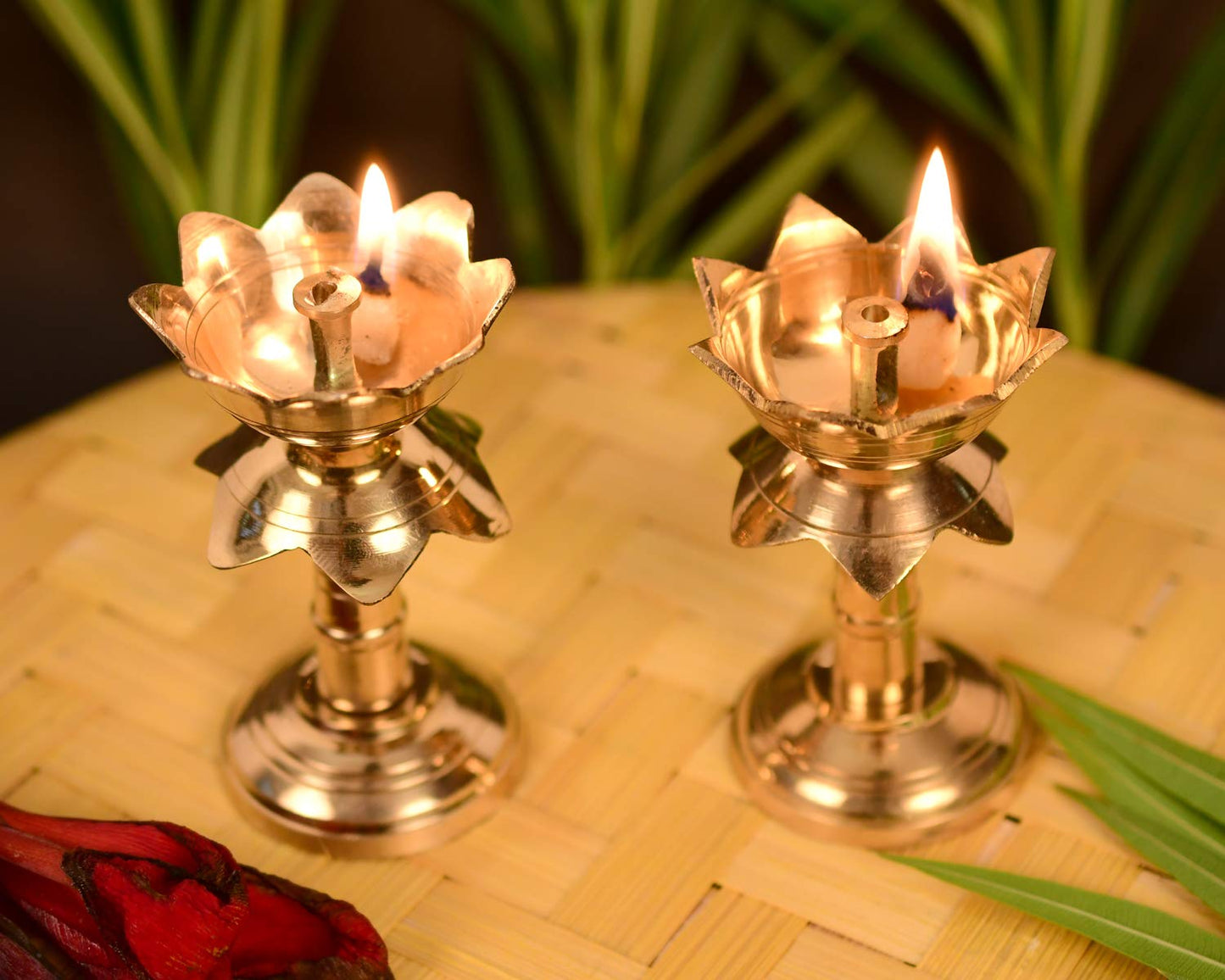 Pure Brass Diya for Puja - Set of 2