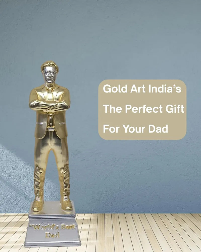 Gold Art India Best Father Figurine Gold & Silver Plated Matte