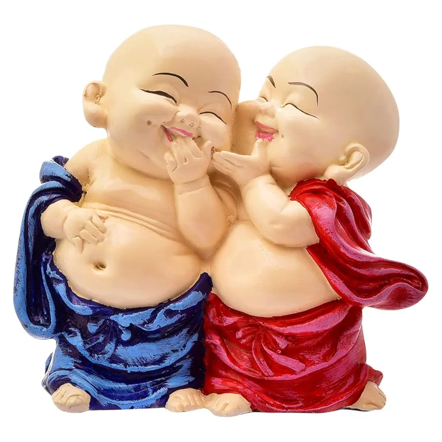 Karigaari India Handcrafted Resine Little Laughing Buddha Monk Sculpture