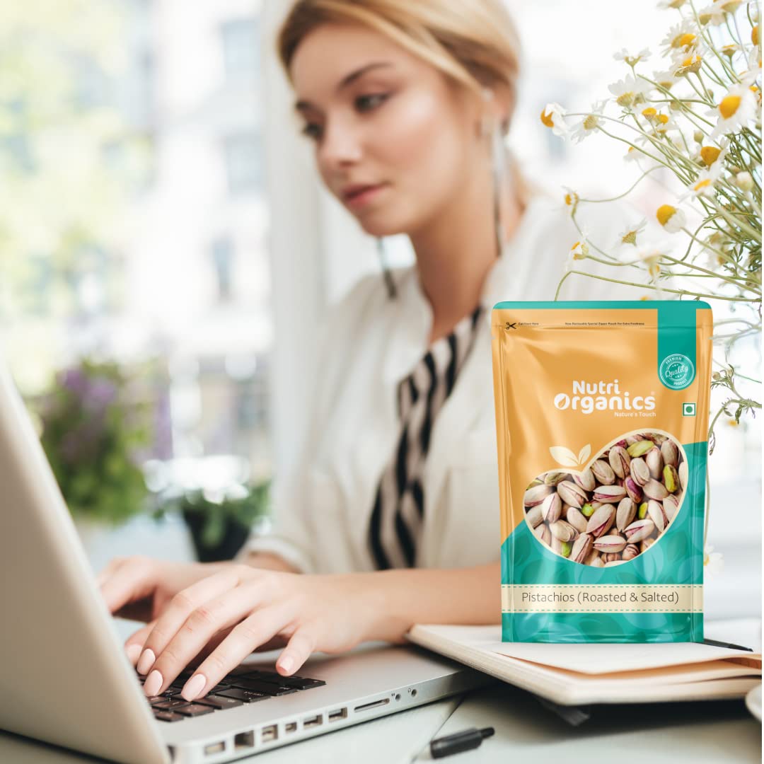 Nutri Organics Dry Fruits Premium Crunchy Roasted and Lightly Salted Irani Pista 200gm | Pistachios With Shell