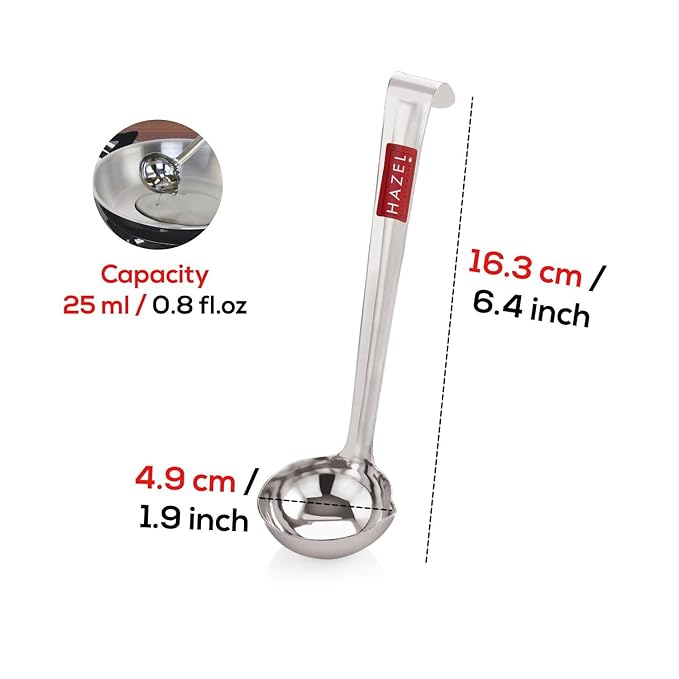 Hazel Stainless Steel Ghee Tipri Spoon Pali Ladle for Ghee Oil medium and large