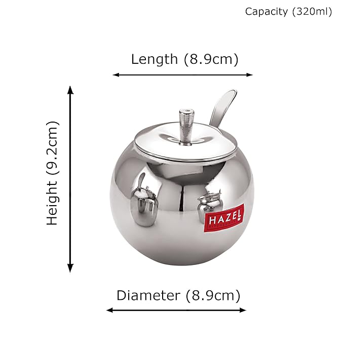 Hazel Stainless Steel Oil and Ghee Container With Spoon for Kitchen 320 ml Capacity