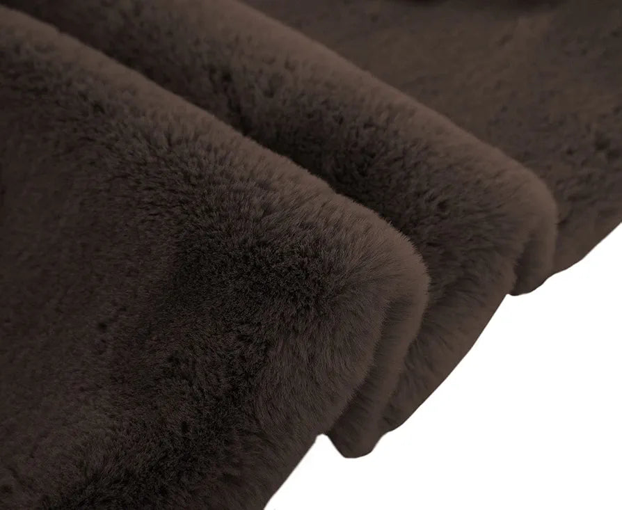 Luxe Home International Rabbit Fur Rectangular Carpet Soft Anti Slip Skid Ruffle Mats 4X6 Feet Colour Chocolate