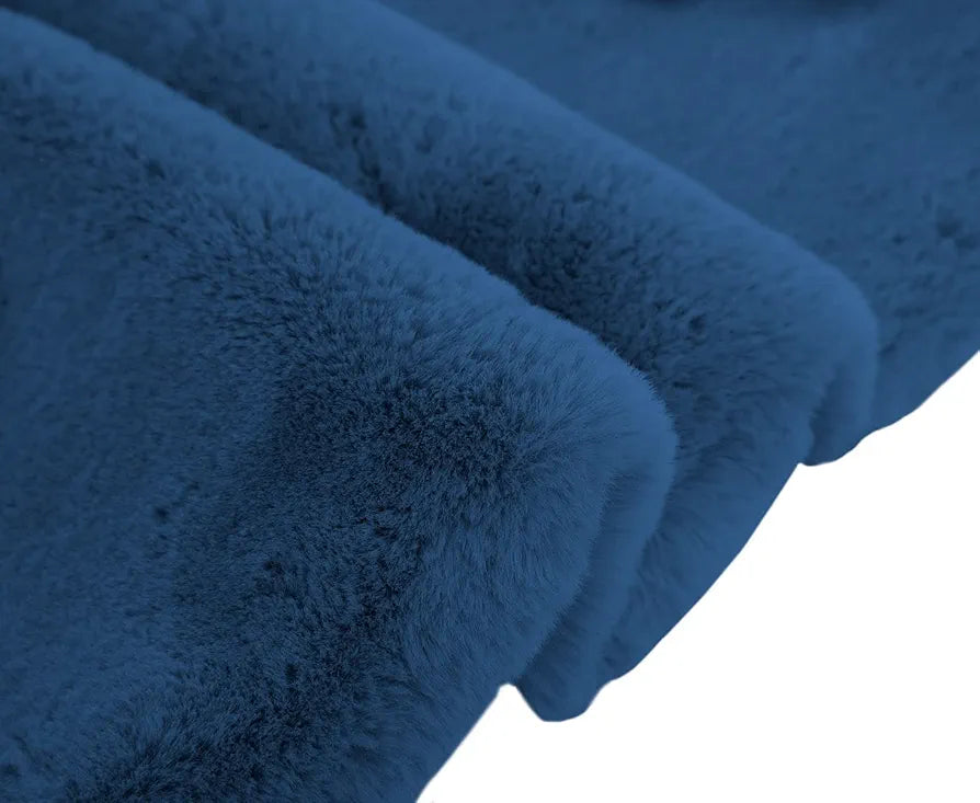 Luxe Home International Rabbit Fur Rectangular Carpet Soft Anti Slip Skid Ruffle Mats 4X6 Feet Colour Teal