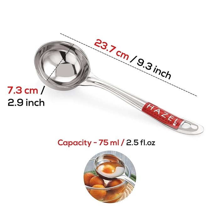 Hazel Stainless Steel Round Serving Ladle Laddle Spoodle Spoon 7.3 cm Dia