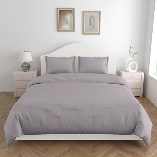 Haus & kinder Cotton Plain Solid Bedsheet for King Size 2 Pillow Covers | Colour Mauve